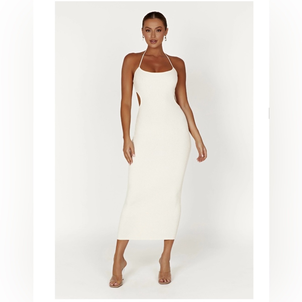 White Long Dress open back